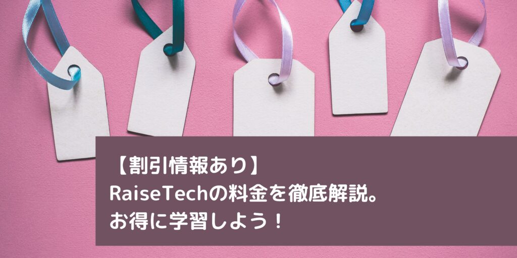 【割引情報あり】RaiseTechの料金を徹底解説。お得に学習しよう！